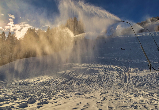 Beschneite Pisten am Hochstein in Lienz